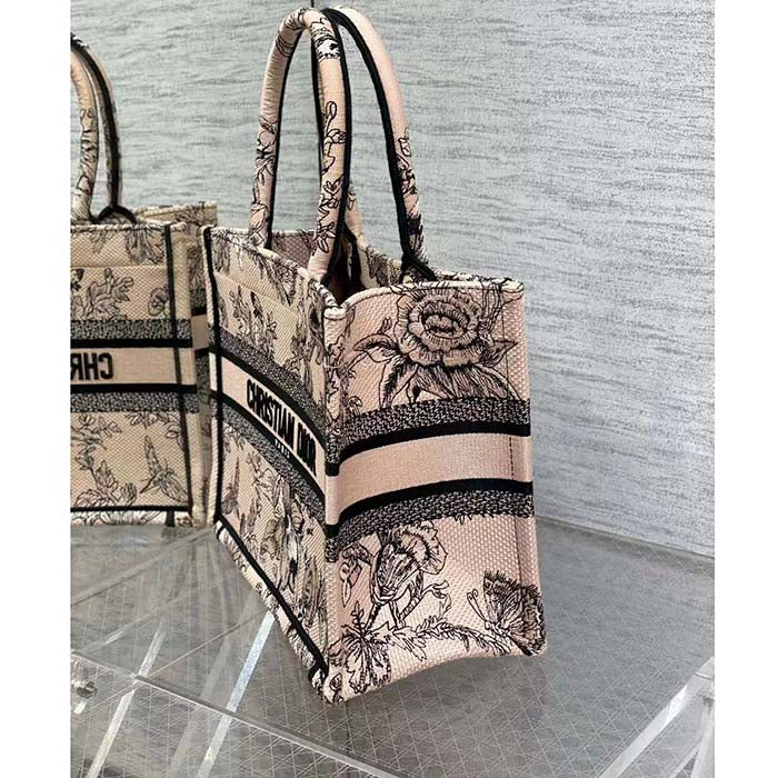 Dior Women CD Large Book Tote Powder Pink Dior Jardin Botanique Embroidery