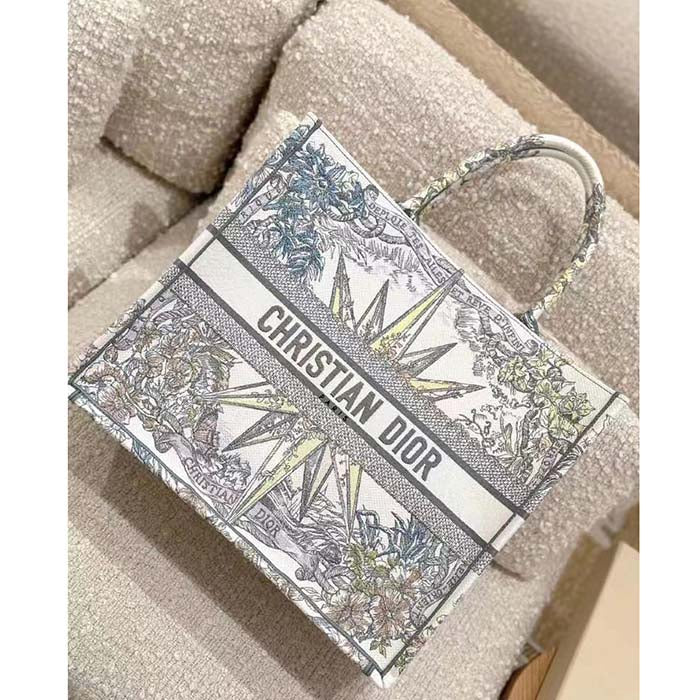 Dior Women CD Large Book Tote White Multicolor Rêve D’Infini Embroidery