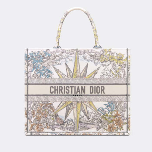 Dior Women CD Large Book Tote White Multicolor Rêve D'Infini Embroidery