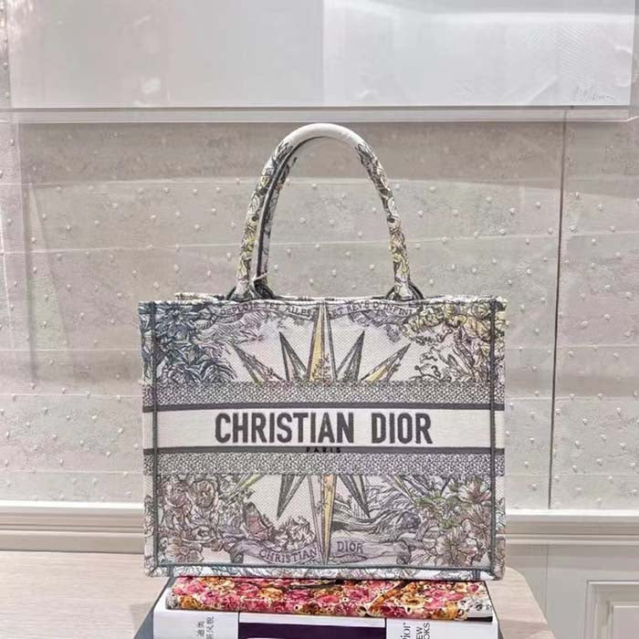 Dior Women CD Large Book Tote White Multicolor Rêve D’Infini Embroidery