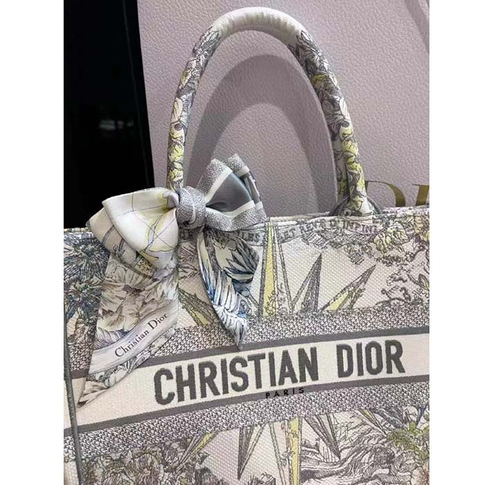 Dior Women CD Large Book Tote White Multicolor Rêve D’Infini Embroidery