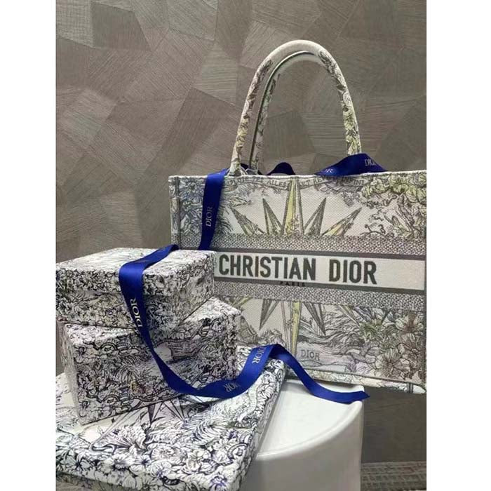 Dior Women CD Large Book Tote White Multicolor Rêve D’Infini Embroidery