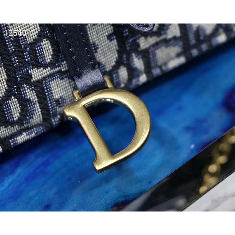 Dior Women Saddle Wallet Blue Dior Oblique Jacquard ‘D’ Stirrup