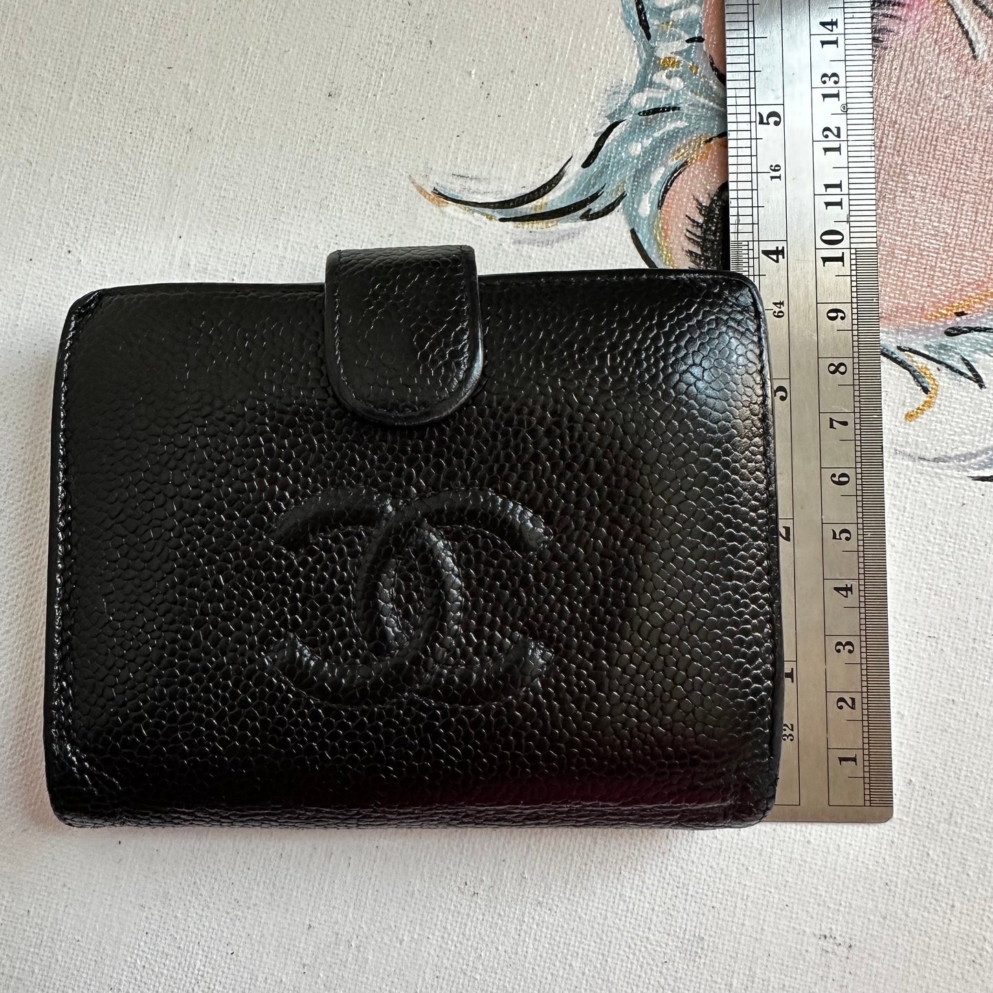 The Junco Short Wallet - Vintage Chanel Caviar Skin in Black