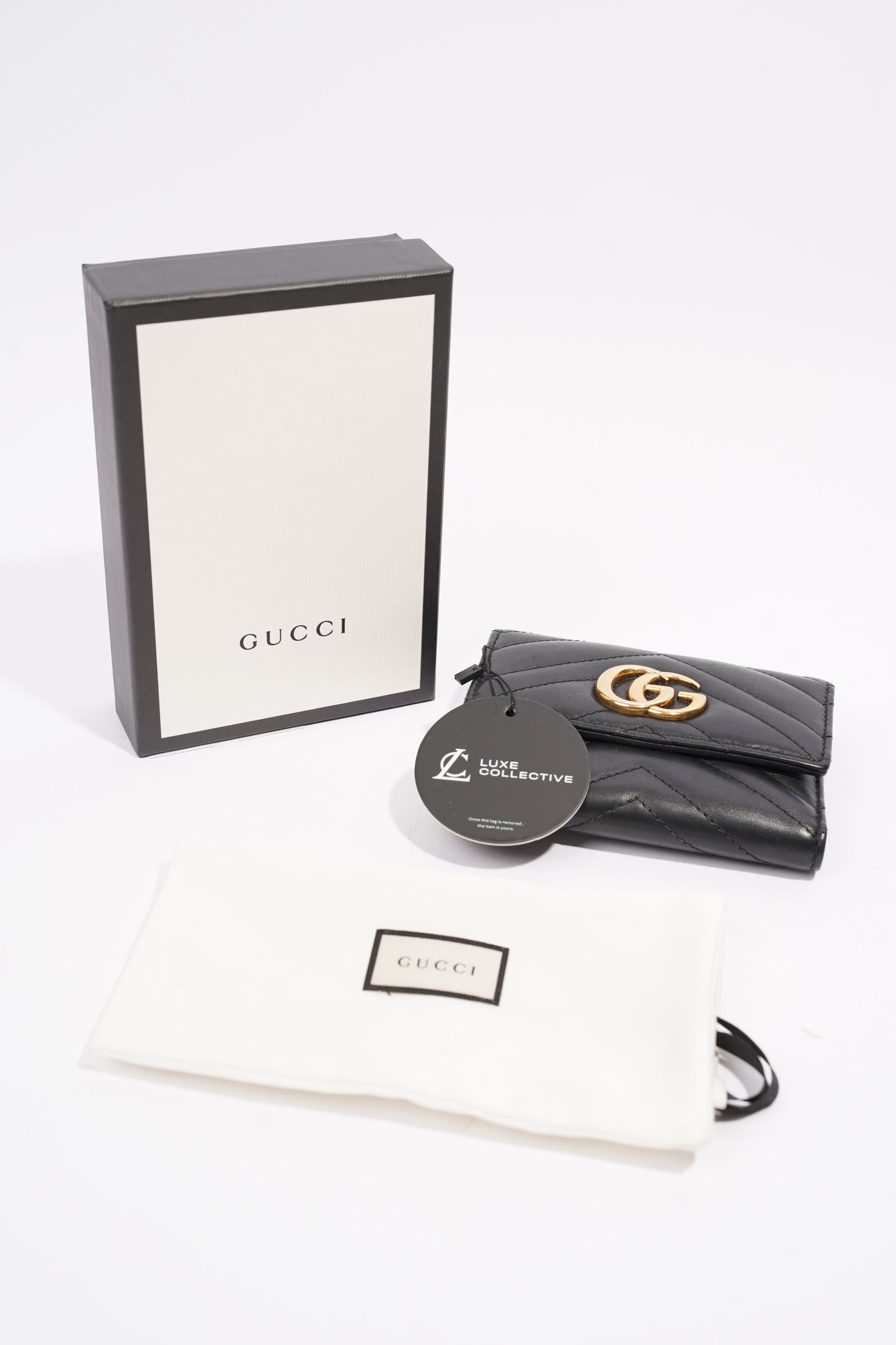 Gucci GG Marmont Wallet Black Matelasse Leather Small