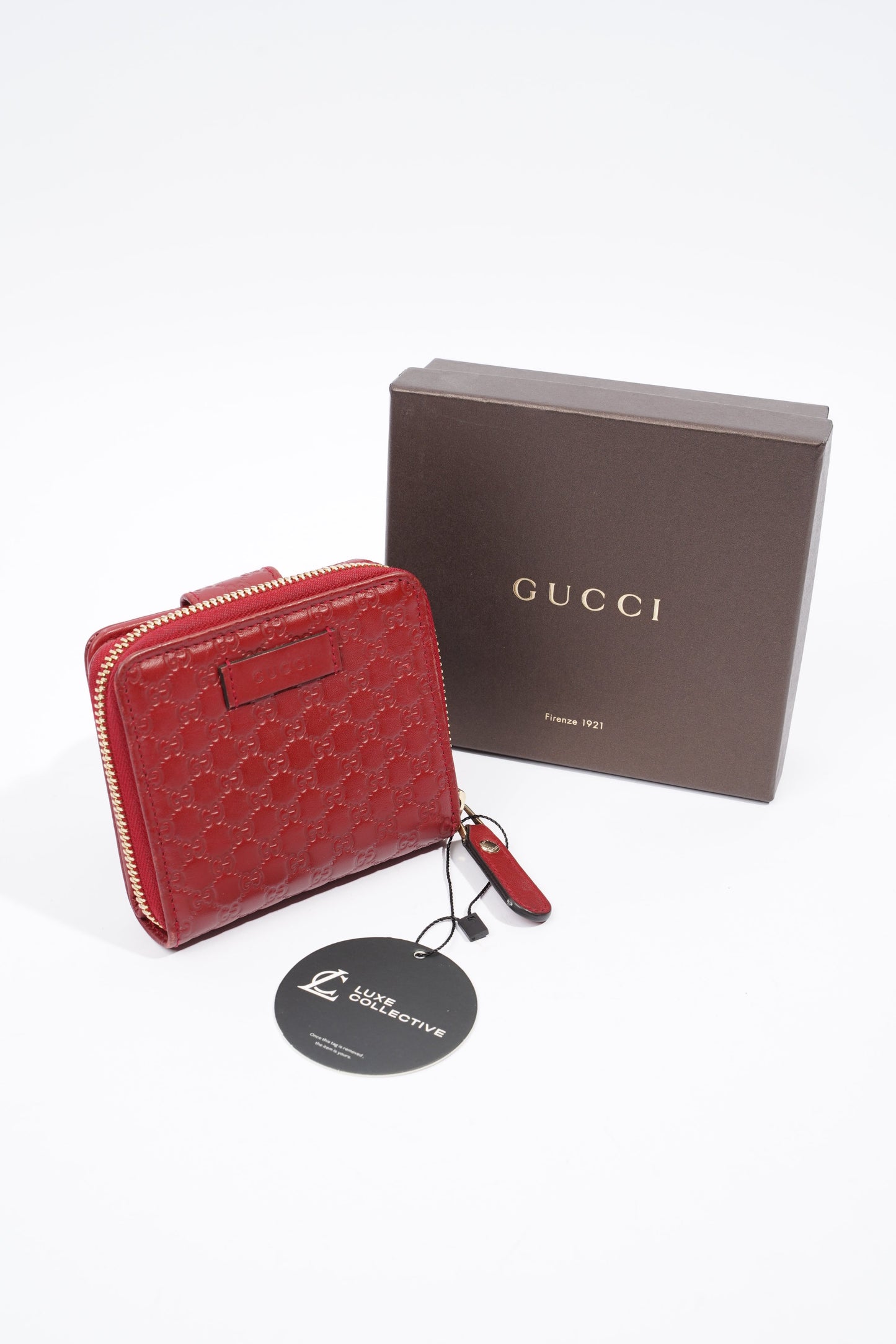 Gucci Bi Fold Wallet Red Leather