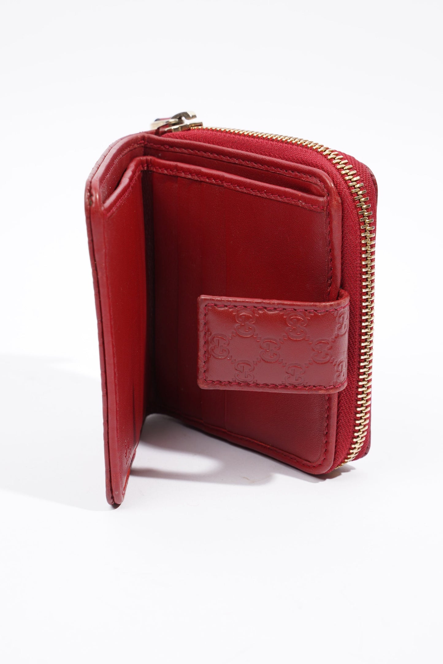 Gucci Bi Fold Wallet Red Leather