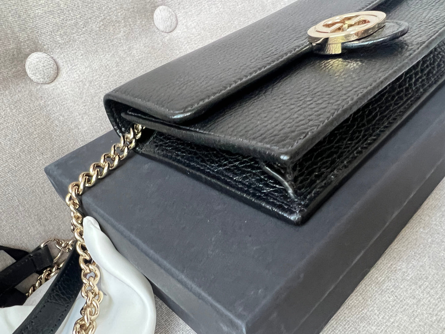 Gucci Black Interlocking GG Chain Wallet