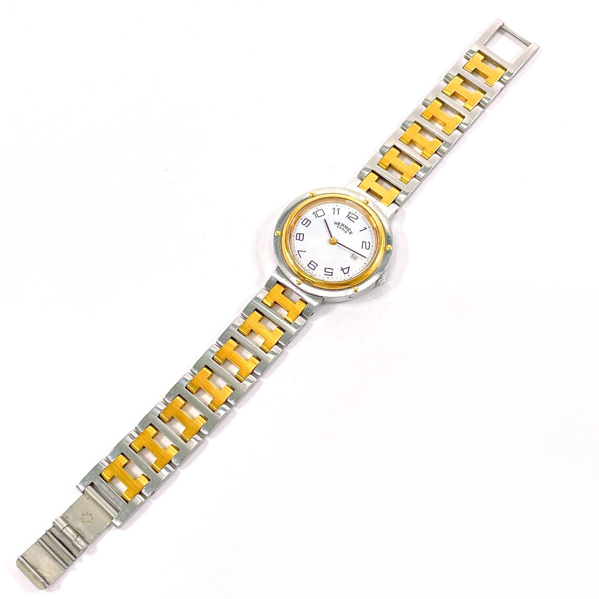 HERMES Watches Clipper Stainless Steel/Gold Plated Silver Silver Women Used