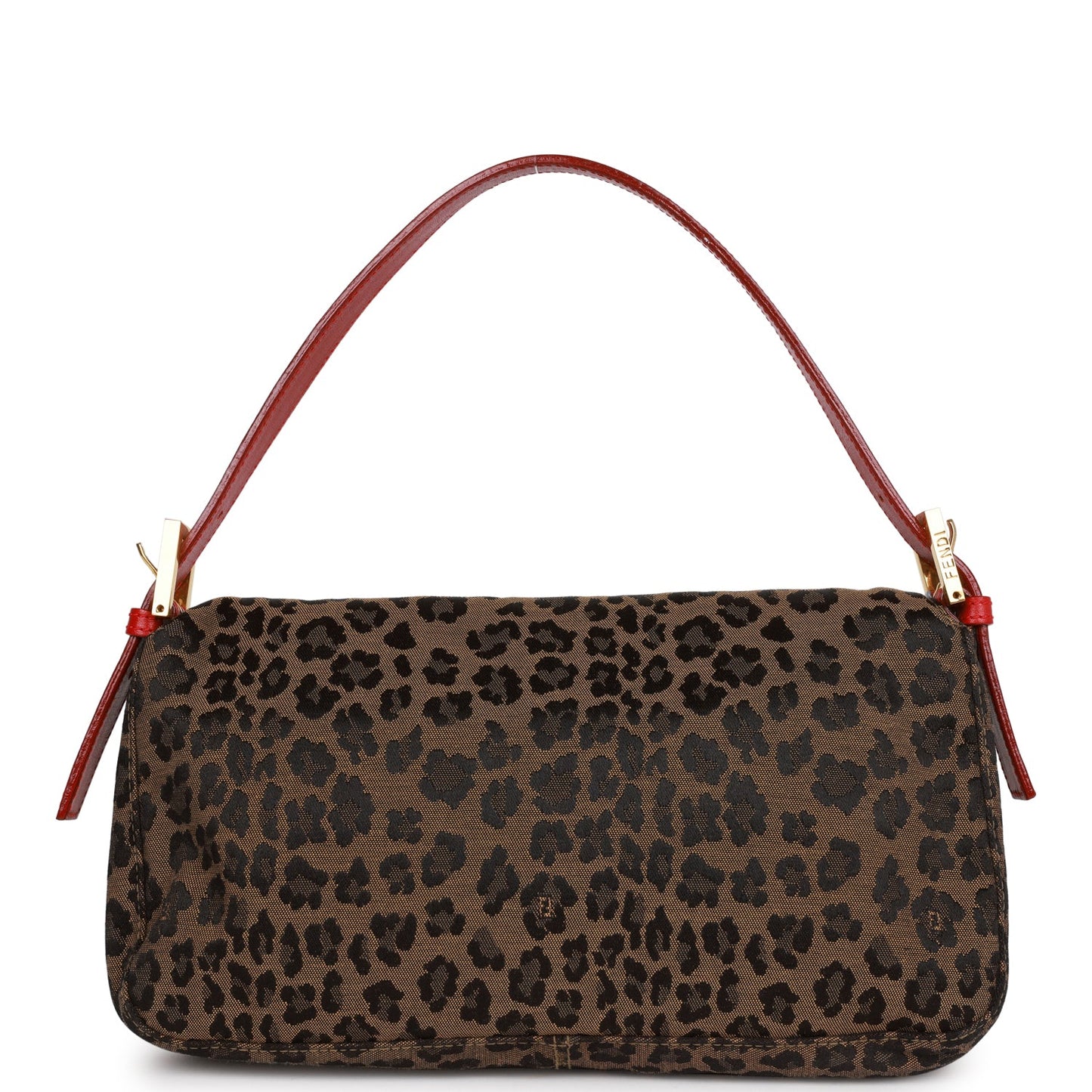 Vintage Fendi Leopard Baguette Bag Red Leather Gold Hardware