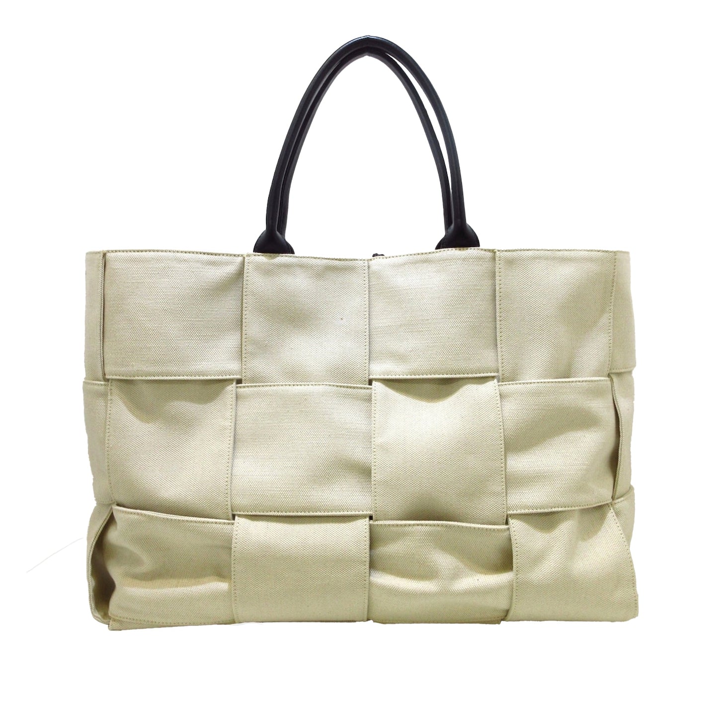 White Bottega Veneta Maxi Canvas Intrecciato Arco Tote