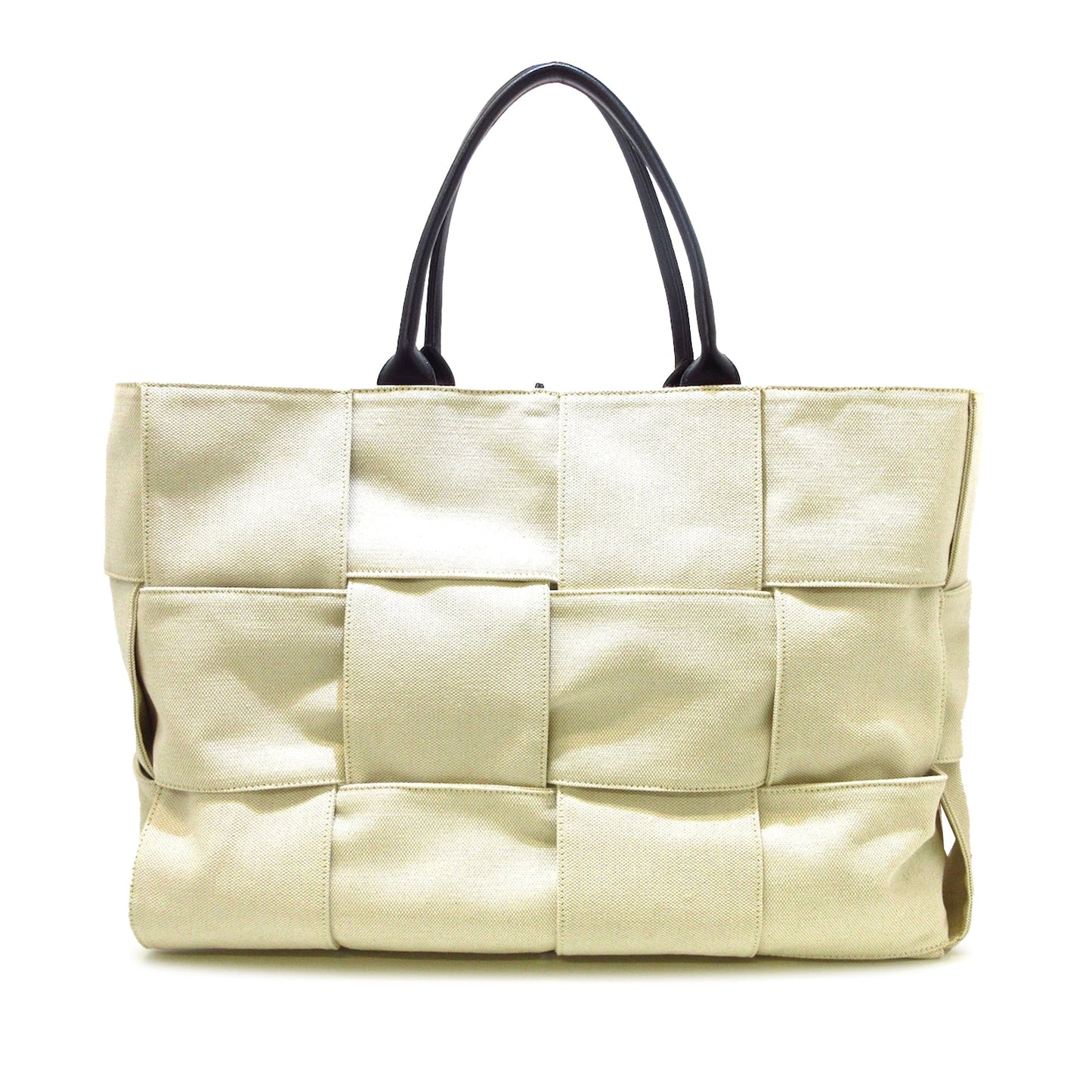 White Bottega Veneta Maxi Canvas Intrecciato Arco Tote