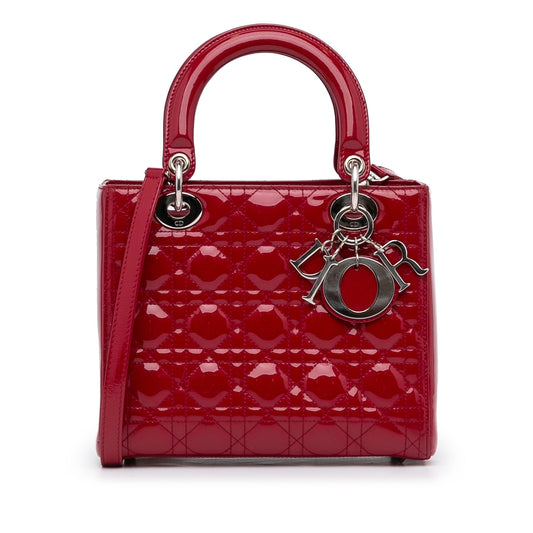 Dior Lady Dior Medium Red Patent Leather