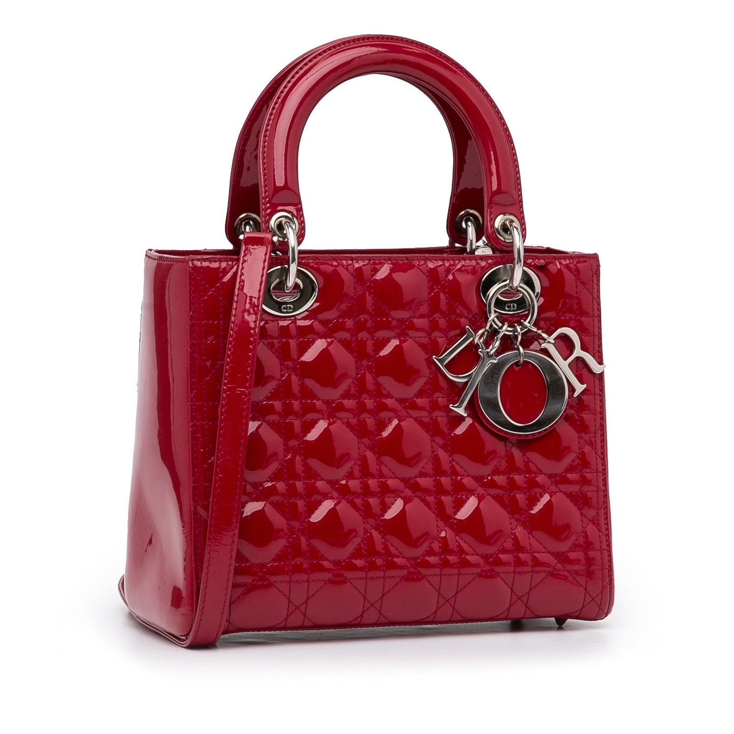 Dior Lady Dior Medium Red Patent Leather