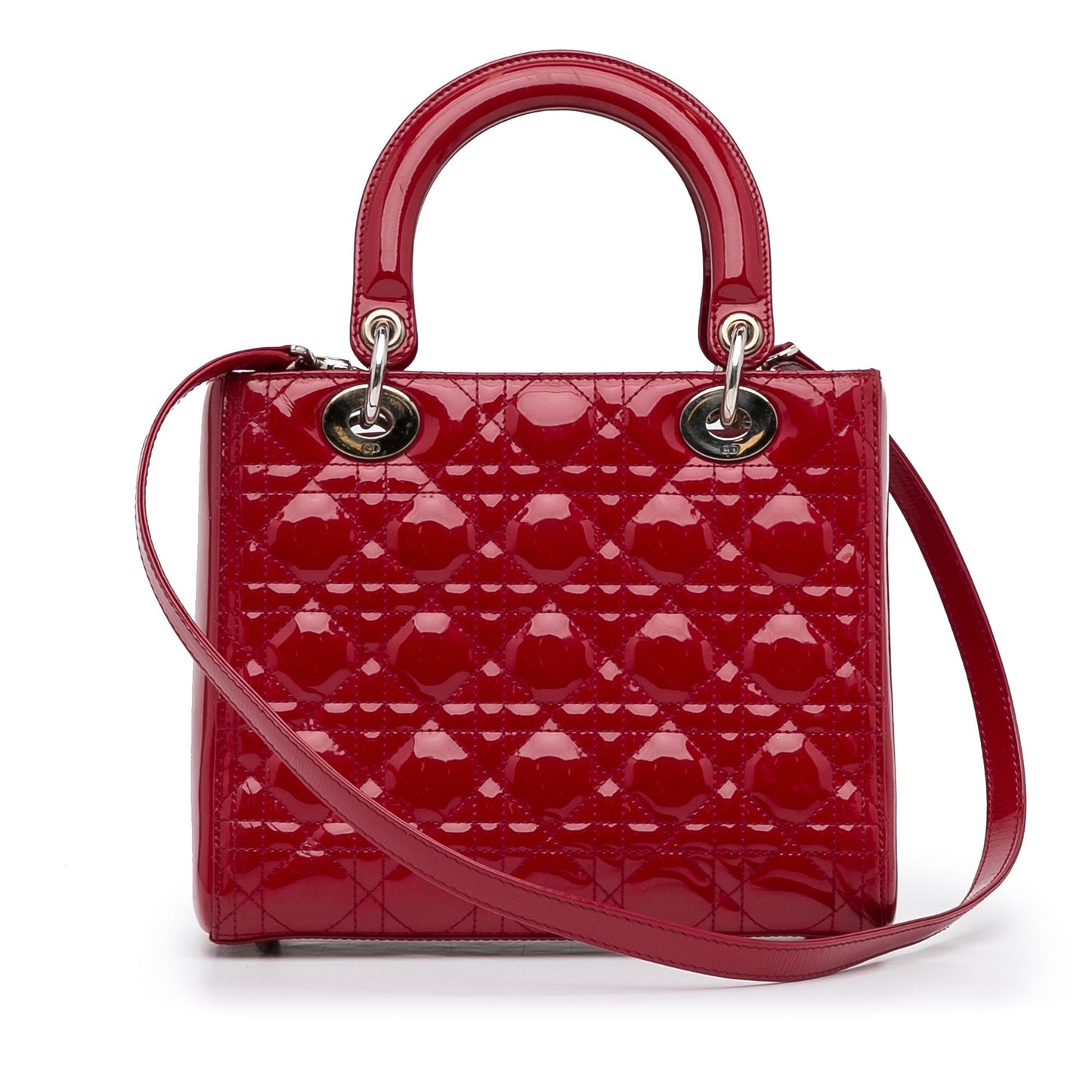 Dior Lady Dior Medium Red Patent Leather