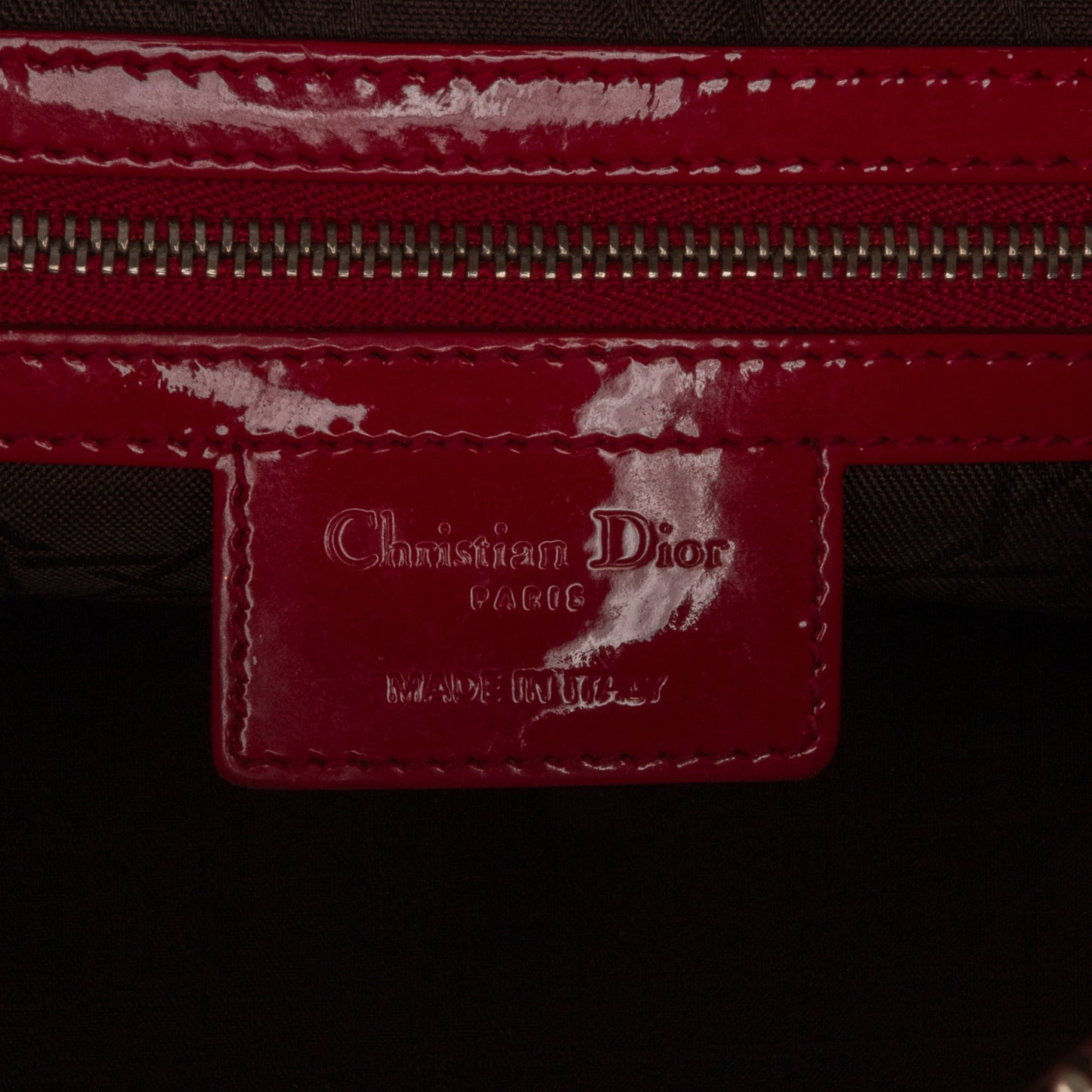 Dior Lady Dior Medium Red Patent Leather