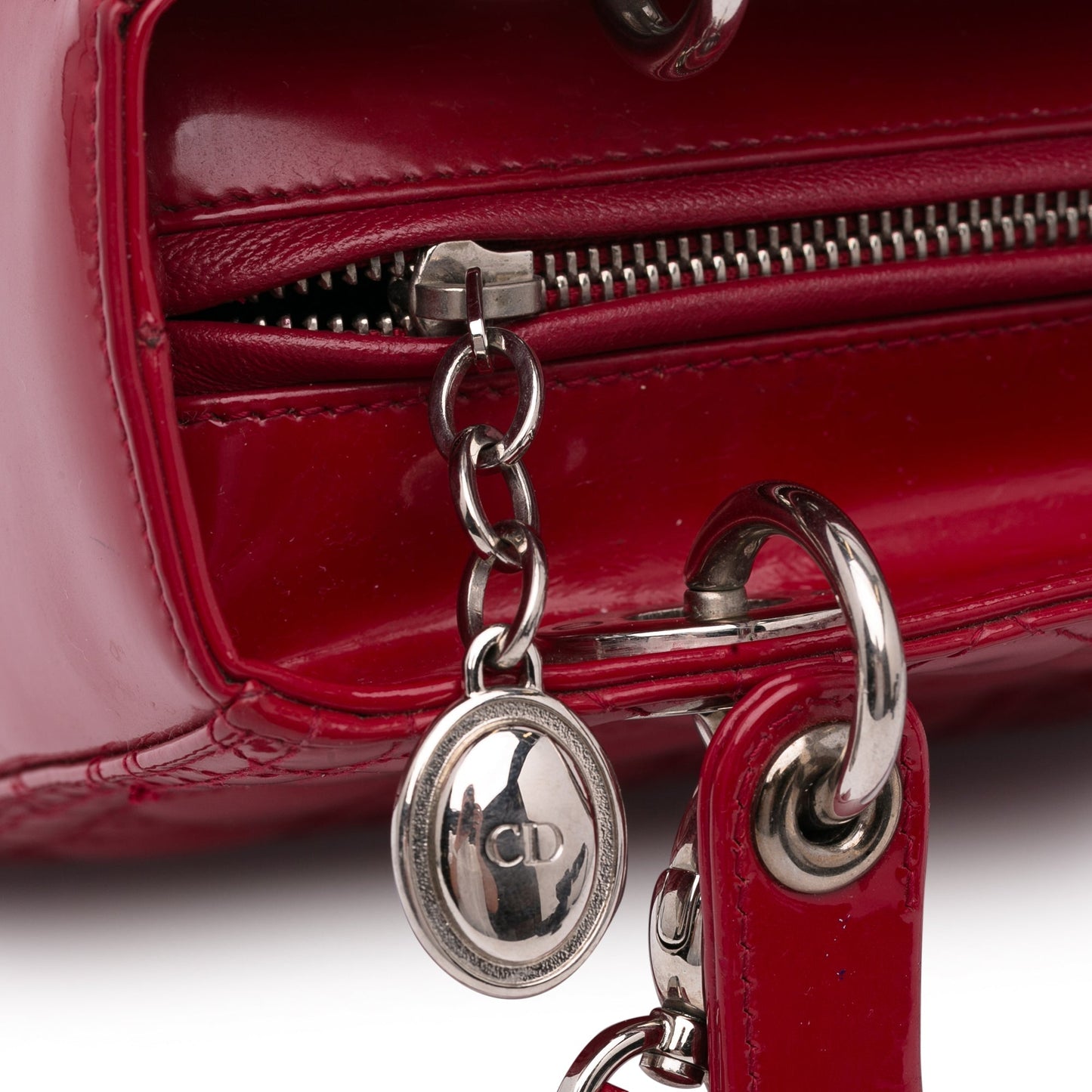 Dior Lady Dior Medium Red Patent Leather