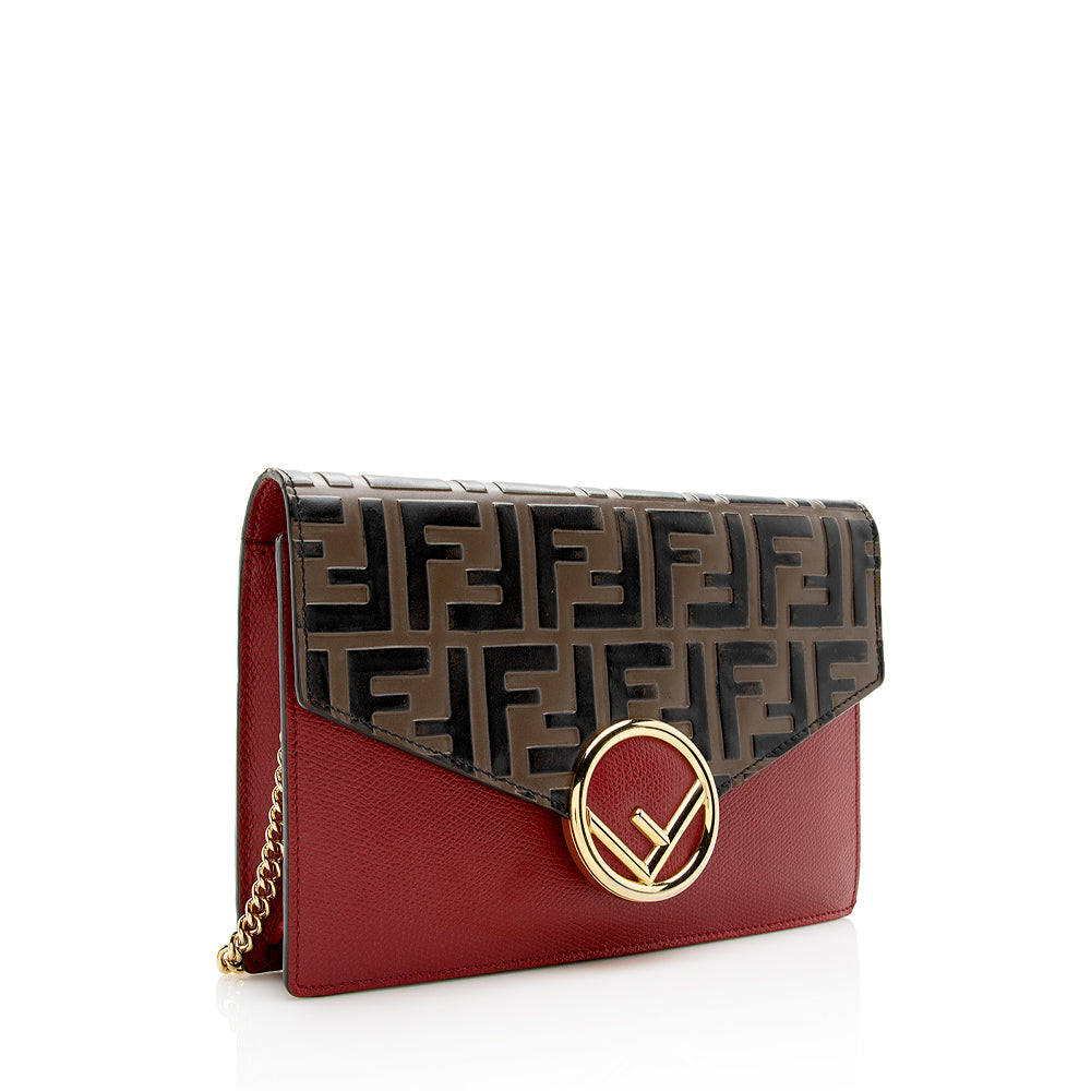 Fendi FF Embossed Calfskin Wallet on Chain Mini Bag