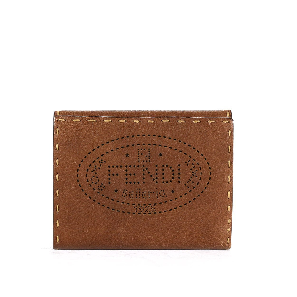 Fendi Women's Wallet Brown Selleria short leather designer Women's Wallet 8M0145 (ffw09)