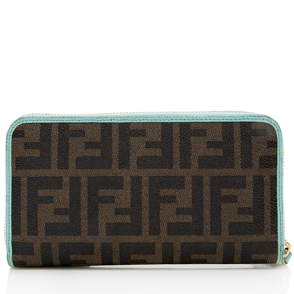 Fendi Zucca Spalmati Zip Around Wallet