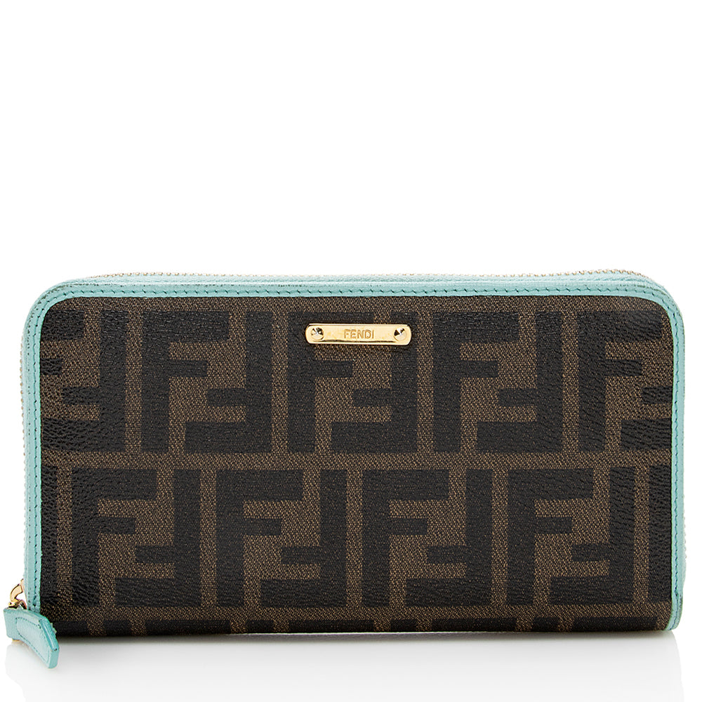 Fendi Zucca Spalmati Zip Around Wallet