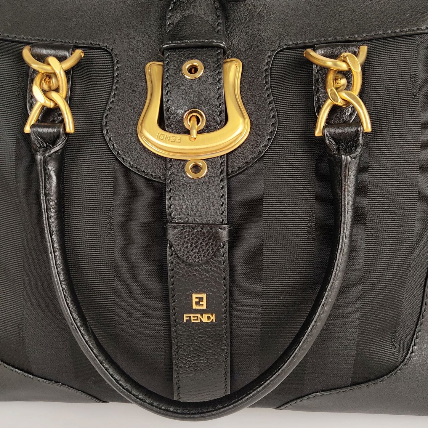 FENDI handbag in Pacan canvas and black leather