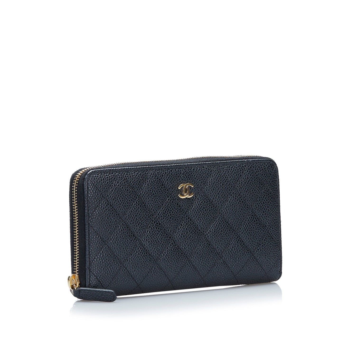 Chanel CC Caviar Zip Around Wallet Long Wallets