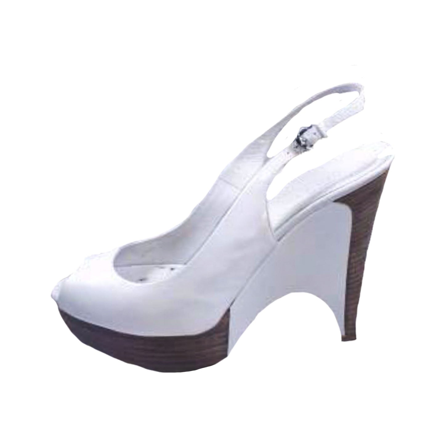 GUCCI White Wooden Platform Peep Toe Wedge Shoes with Box Size 7