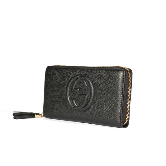 Gucci 598187 525040 Soho Women's Black Full Grain Calf-Skin Leather Wallet (GGWW3605)