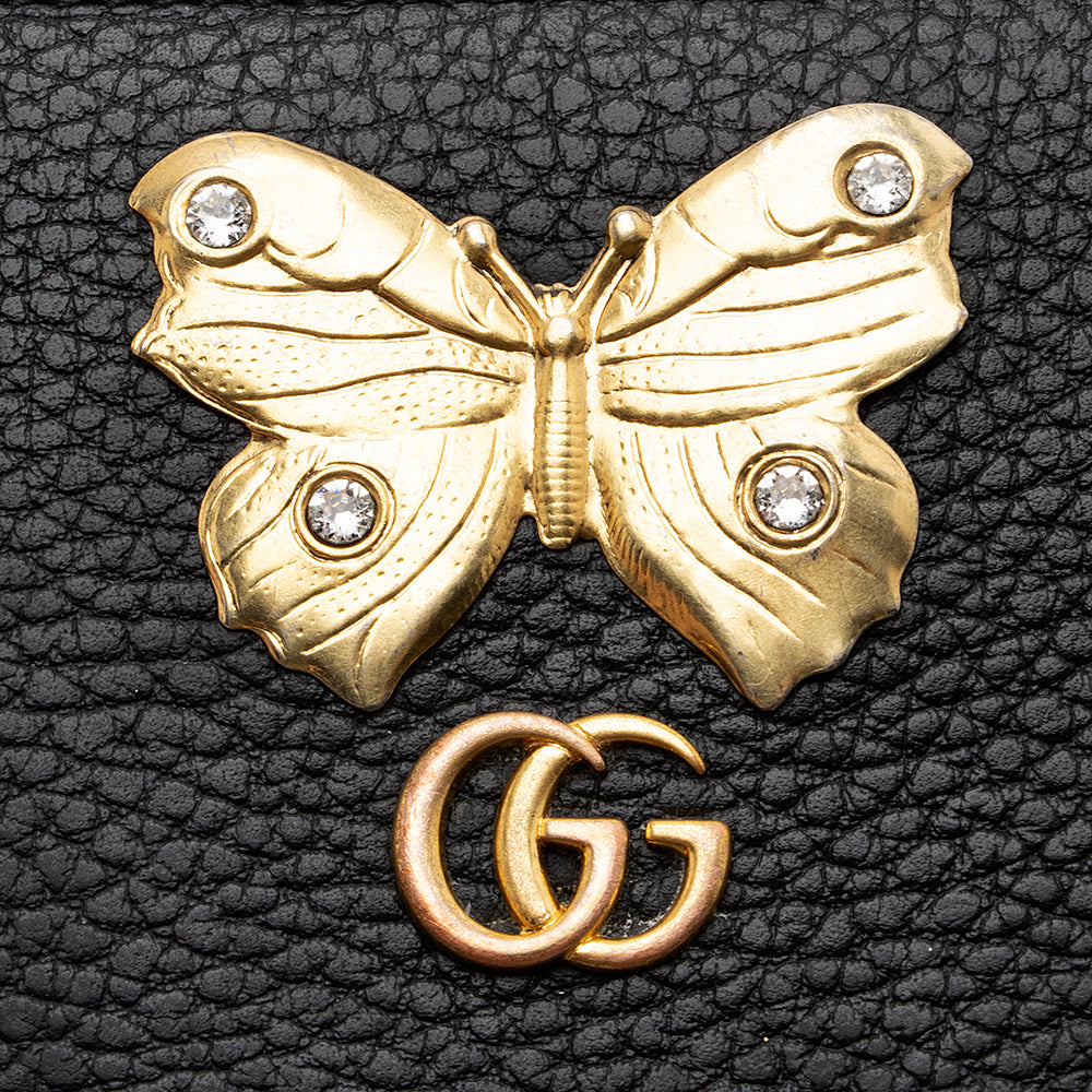 Gucci Calfskin Butterfly Farfalla Zip Around Wallet