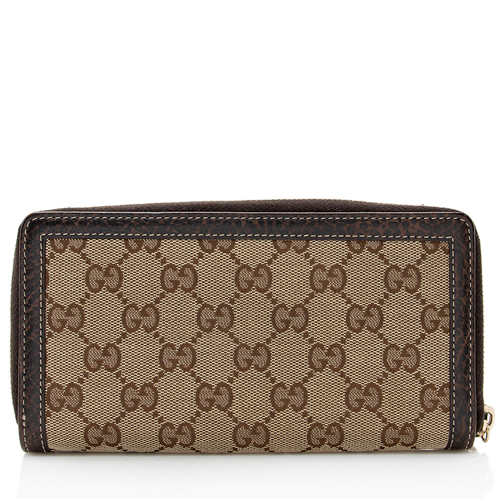 Gucci GG Canvas Bamboo Tassel Zip Around Wallet