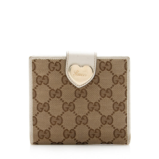 Gucci GG Canvas Heart French Compact Wallet