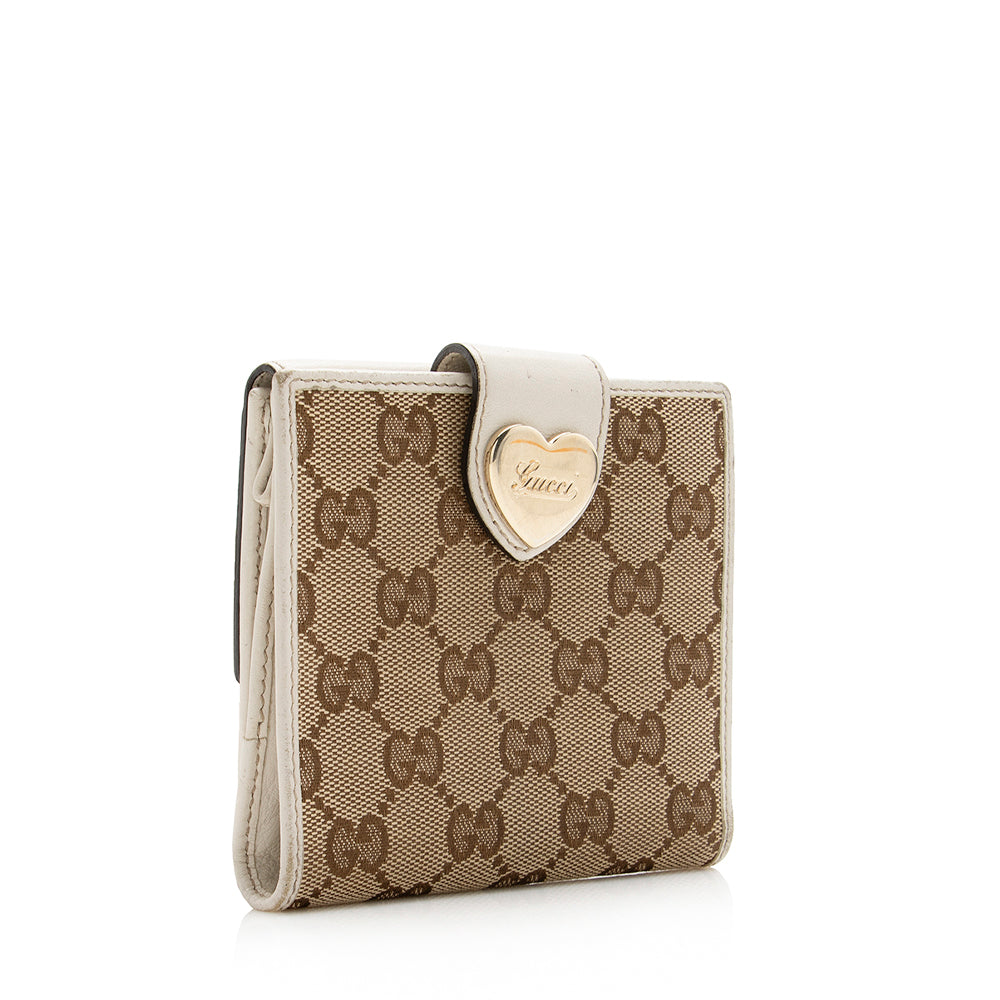 Gucci GG Canvas Heart French Compact Wallet