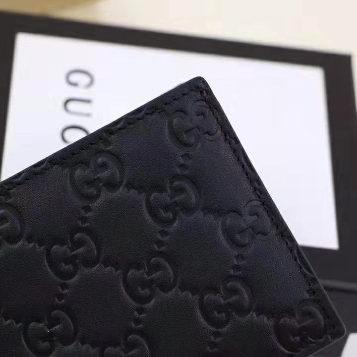 Gucci GG Men Gucci Signature Bi-Fold Wallet in Black Leather