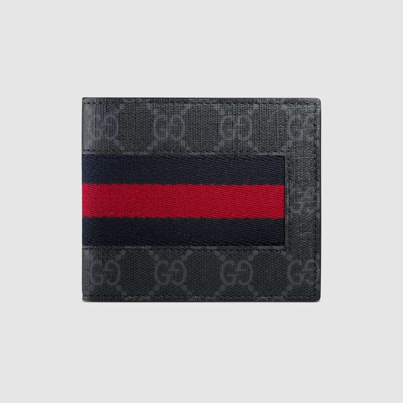 Gucci GG Men Web GG Supreme Web Wallet in BlackGrey GG Supreme Canvas