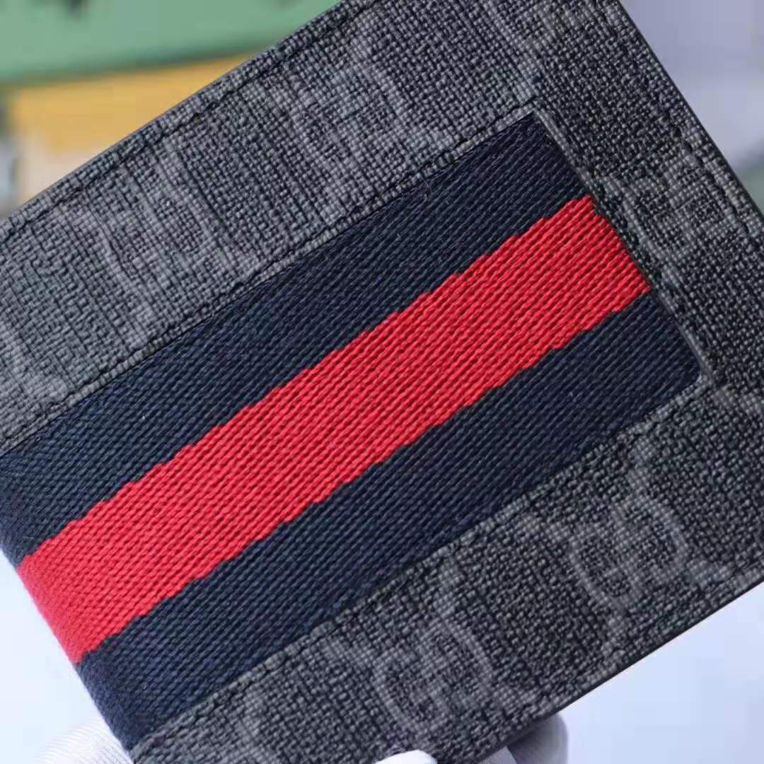 Gucci GG Men Web GG Supreme Web Wallet in Black/Grey GG Supreme Canvas