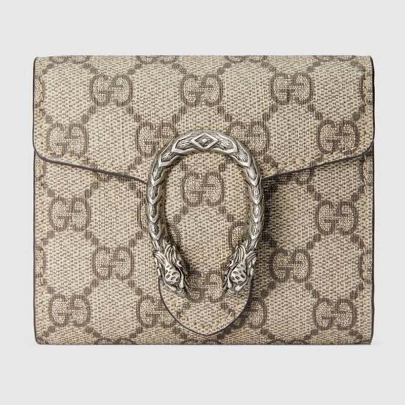 Gucci GG Unisex Dionysus Card Case Wallet GG Supreme Canvas