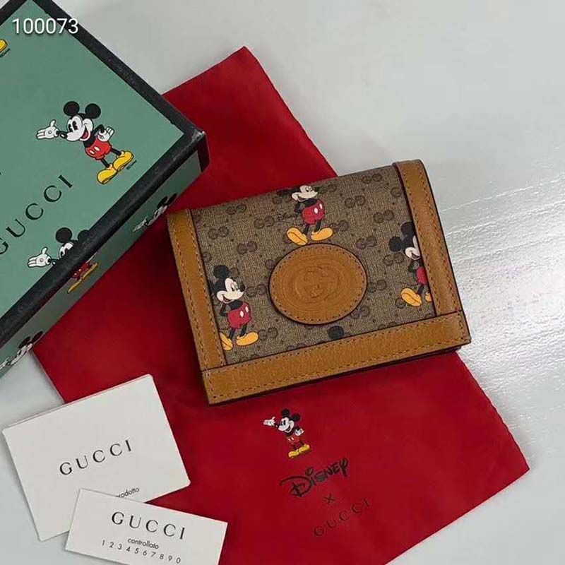 Gucci GG Unisex Disney x Gucci Card Case Wallet-Brown