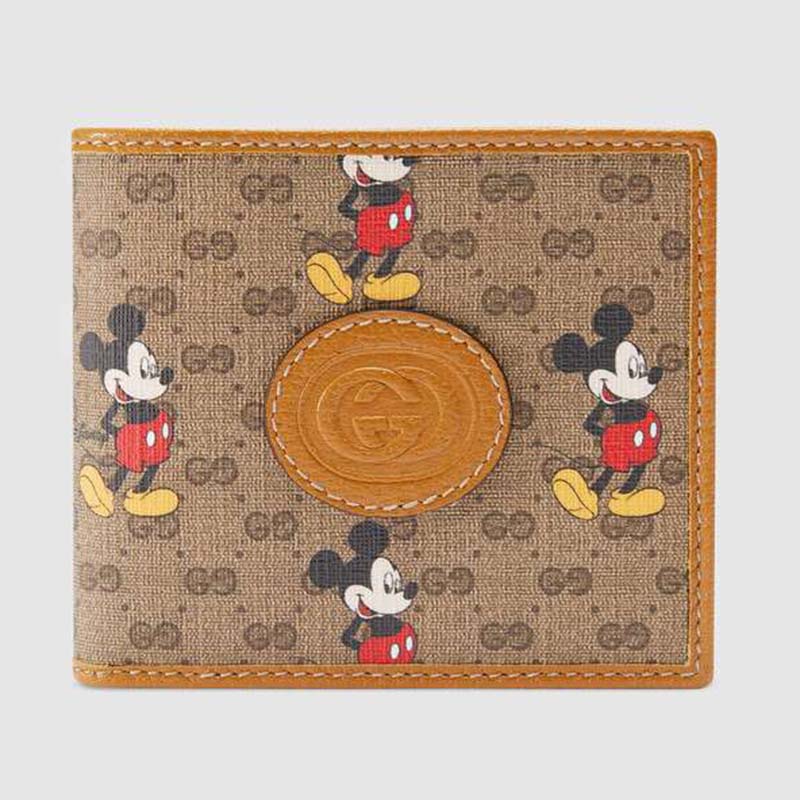 Gucci GG Unisex Disney x Gucci Wallet GG Supreme Canvas-Brown