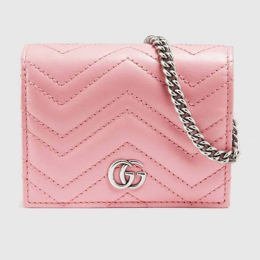 Gucci GG Unisex GG Marmont Card Case Wallet Matelassé Chevron