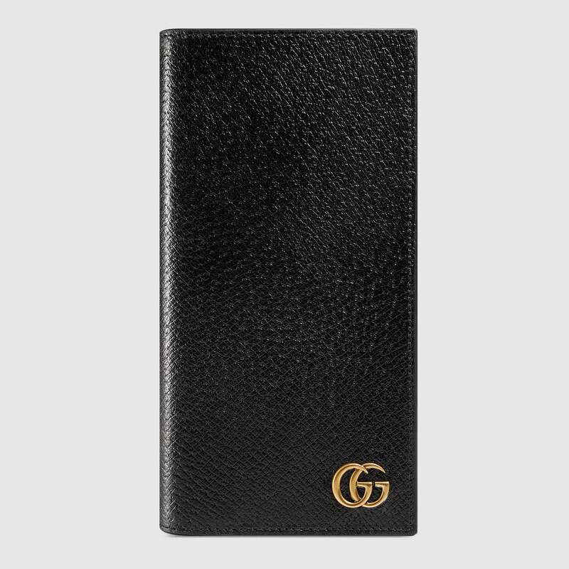 Gucci GG Unisex GG Marmont Leather Long ID Wallet in Black Leather