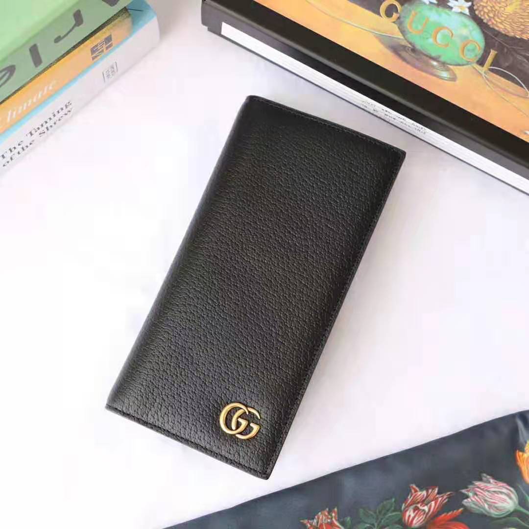 Gucci GG Unisex GG Marmont Leather Long ID Wallet in Black Leather