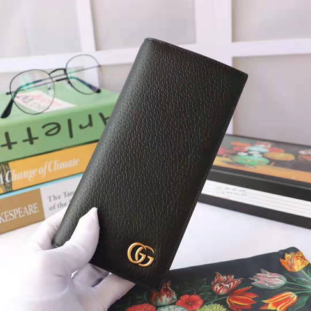 Gucci GG Unisex GG Marmont Leather Long ID Wallet in Black Leather