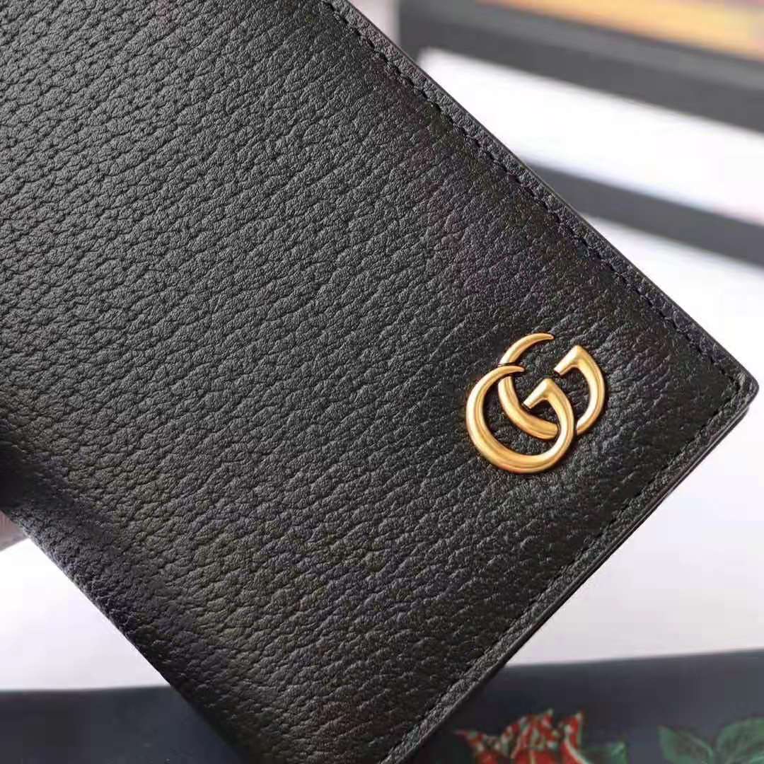 Gucci GG Unisex GG Marmont Leather Long ID Wallet in Black Leather