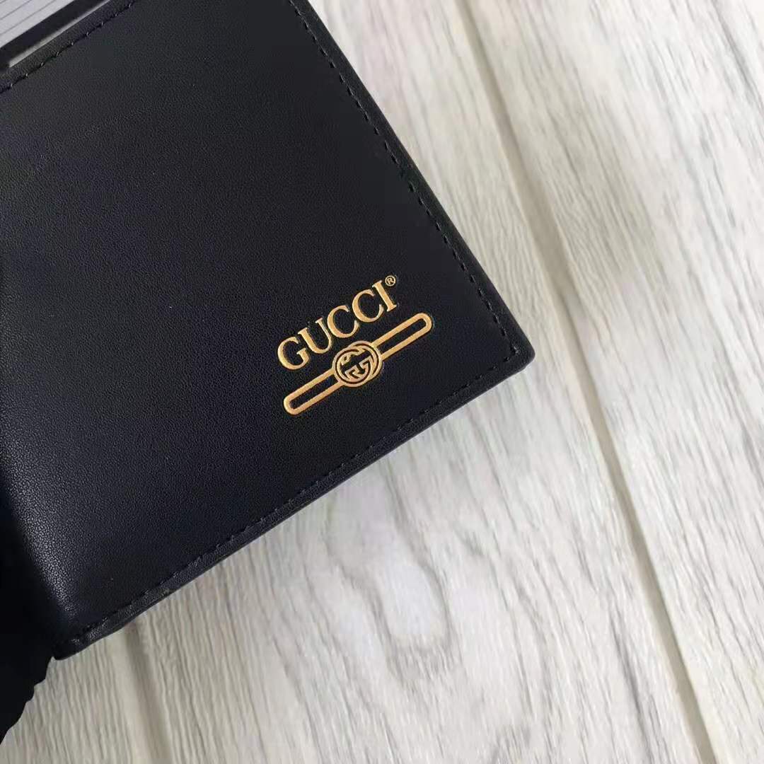 Gucci GG Unisex Leather Mini Wallet with Gucci Logo in Black Leather