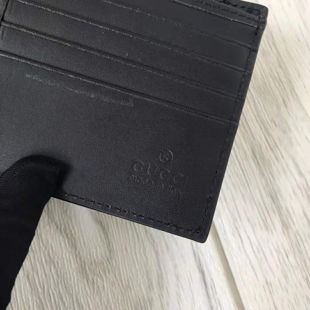 Gucci GG Unisex Leather Mini Wallet with Gucci Logo in Black Leather