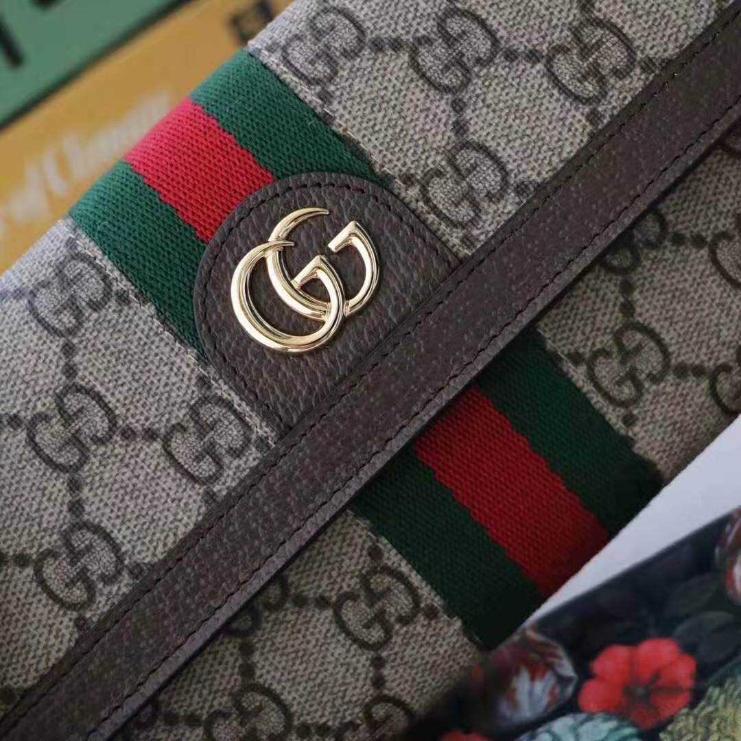 Gucci GG Unisex Ophidia GG Continental Wallet in Beige/Ebony GG Supreme Canvas