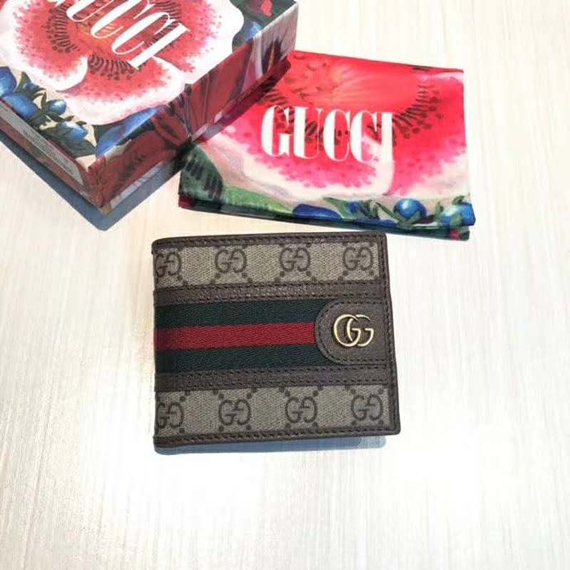 Gucci GG Unisex Ophidia GG Wallet Beige/Ebony GG Supreme Canvas