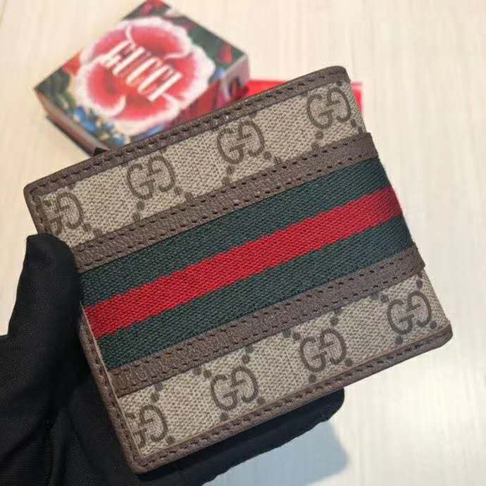 Gucci GG Unisex Ophidia GG Wallet Beige/Ebony GG Supreme Canvas