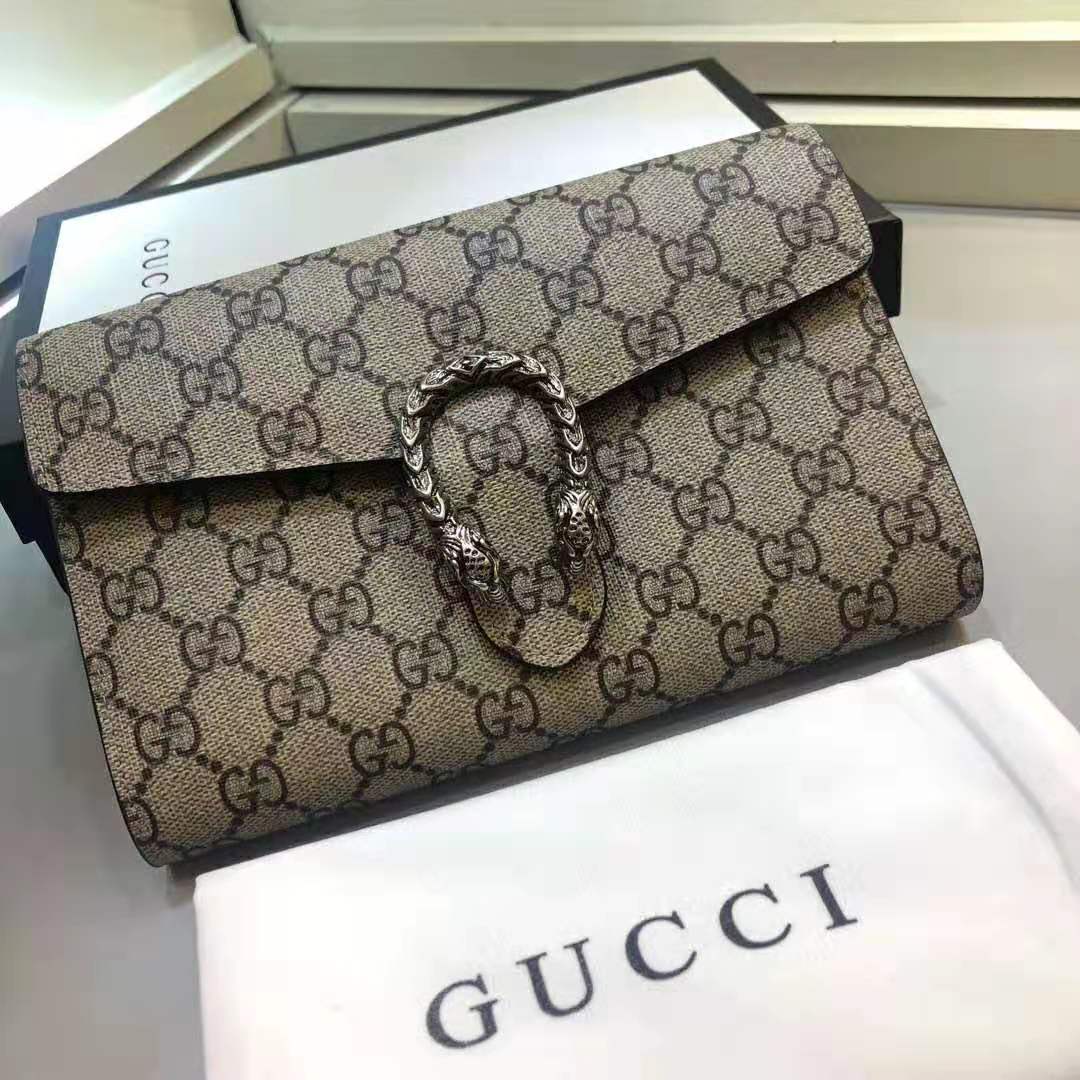 Gucci GG Women Dionysus GG Supreme Chain Wallet-Sandy